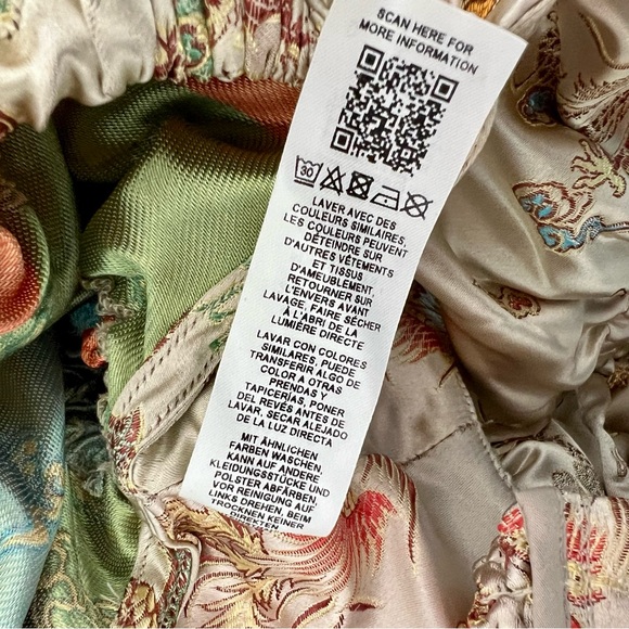 ASOS Design Puff Sleeve Top Champagne Jacquard Tank Asian Dragon Cropped US 6 - Picture 9 of 9